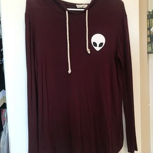alien long  sleeve shirt with hoodie
